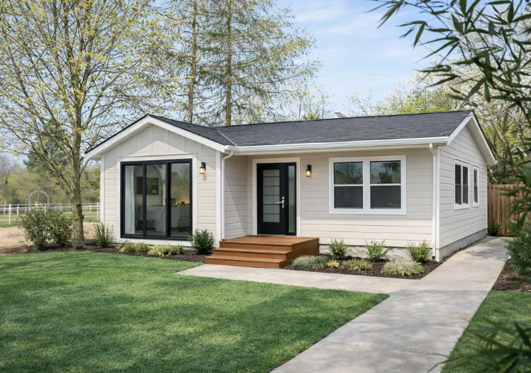 Accessory dwelling unit ADU construction project completed behind a residential home in Los Angeles